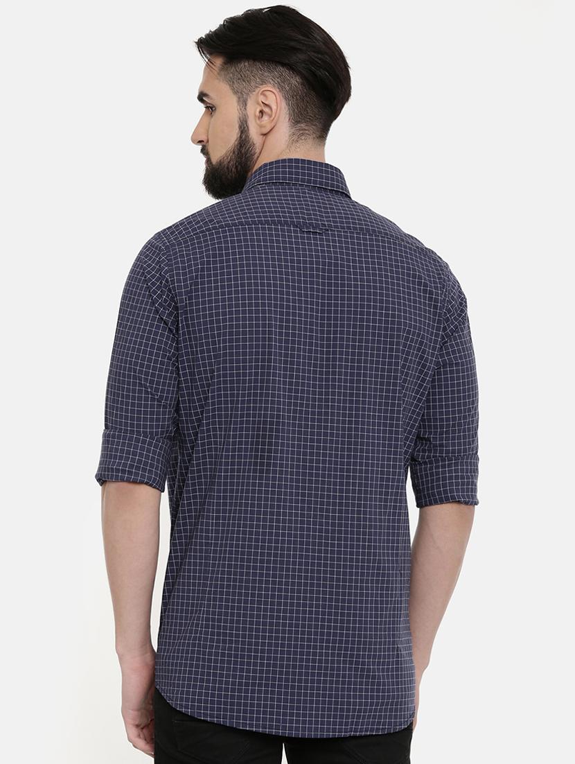 navy blue checkered casual shirt - 16661493 - Standard Image - 2