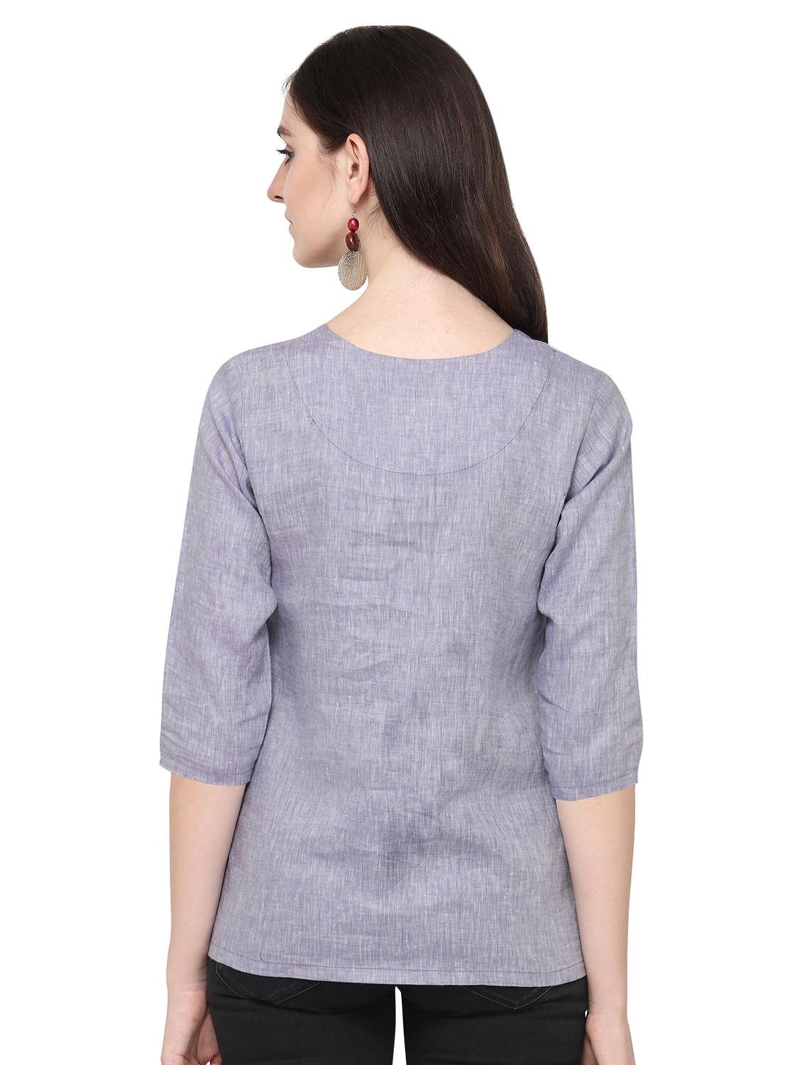 women's a line round neck top - 16663012 - Standard Image - 2
