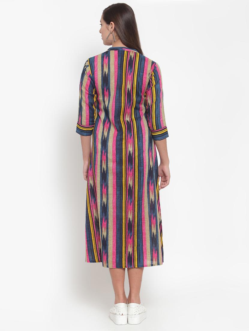 ikat print a-line kurta - 16663033 - Standard Image - 2