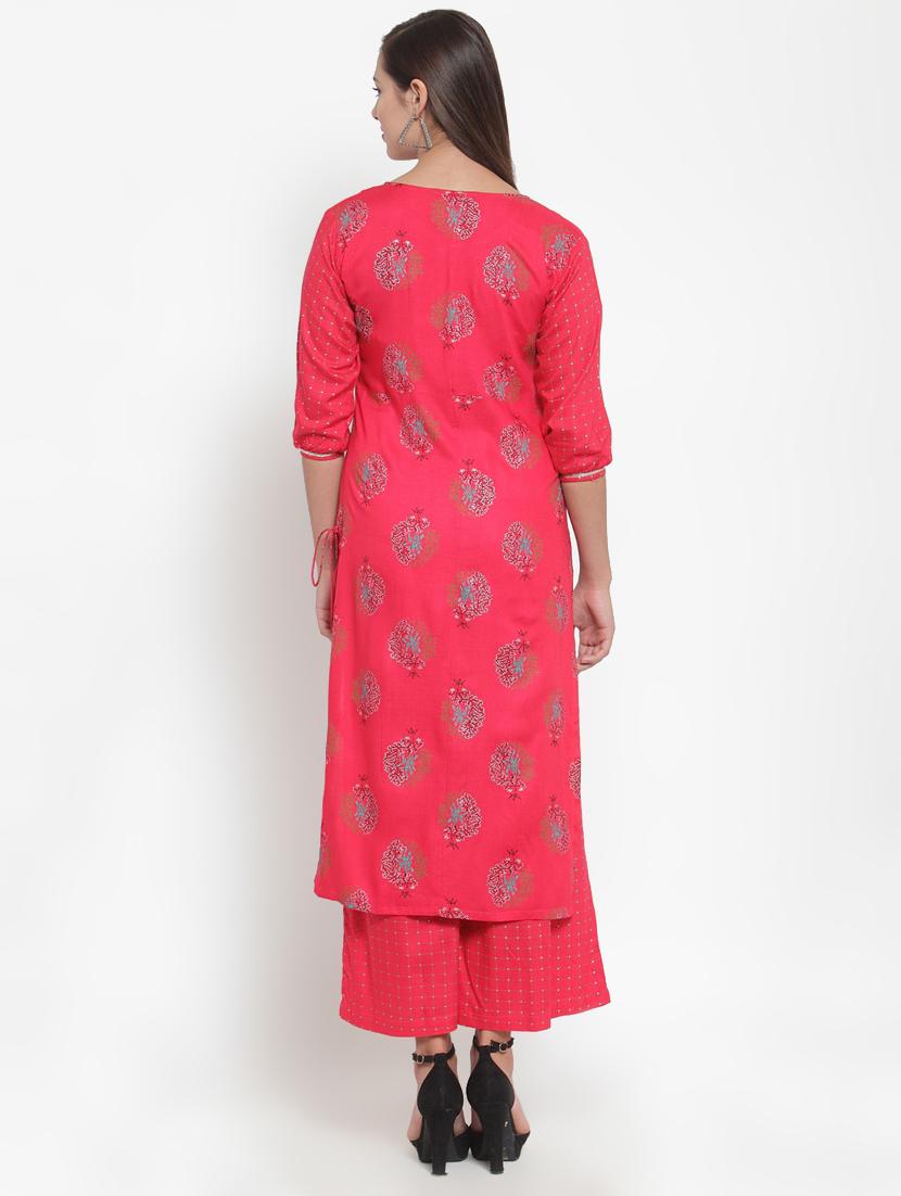 foil print straight kurta - 16663039 - Standard Image - 2