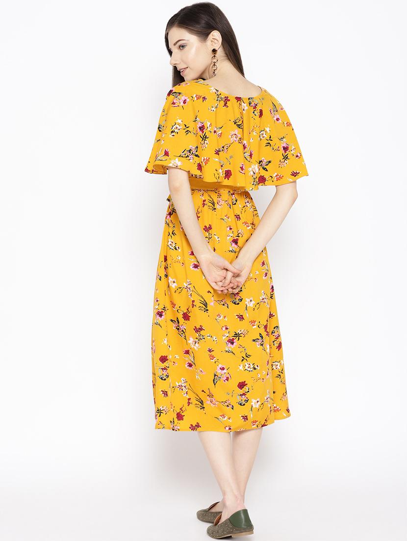 tie front floral fit & flare dress - 16663629 - Standard Image - 2