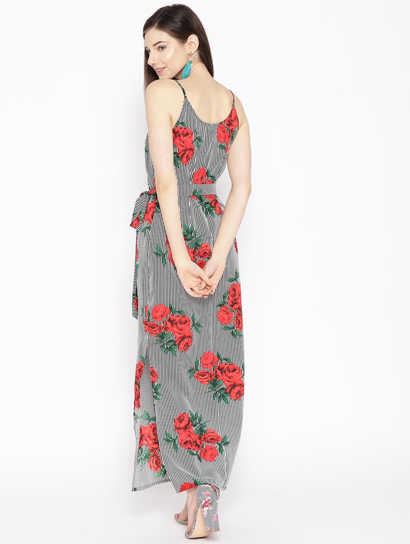 tie front striped maxi dress - 16663633 - Standard Image - 2