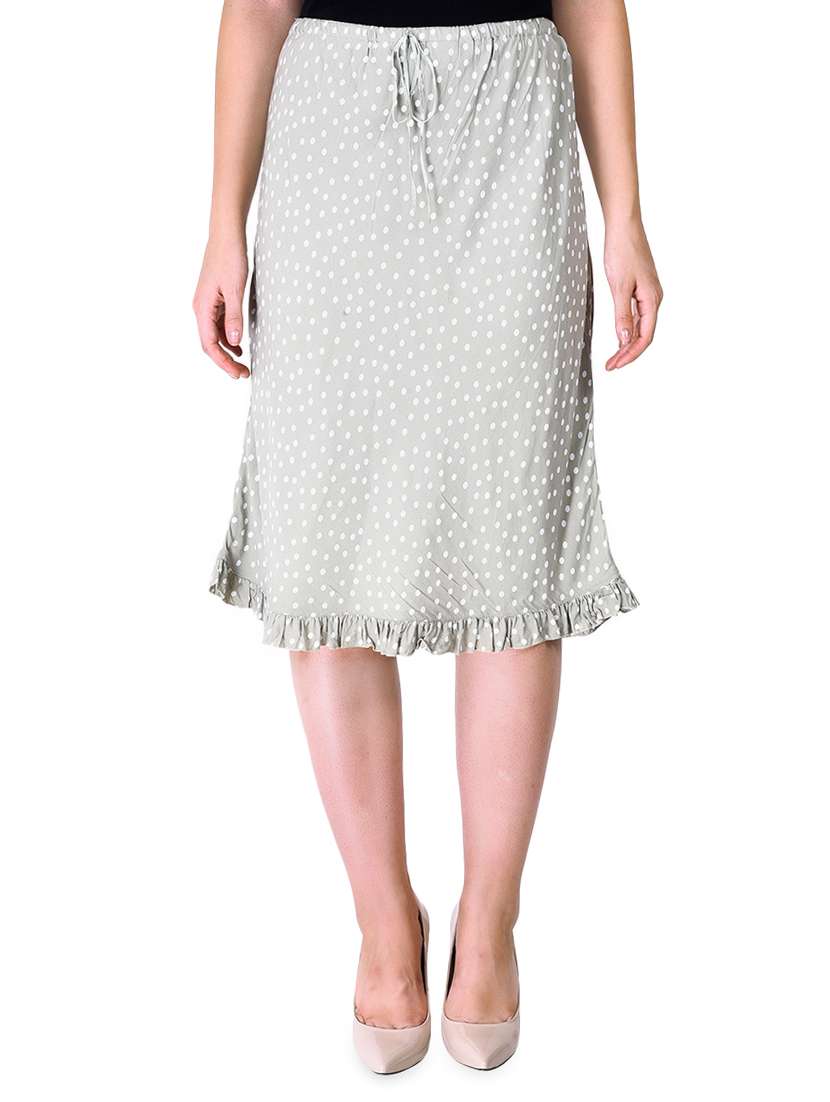 high rise polka dot a-line skirt