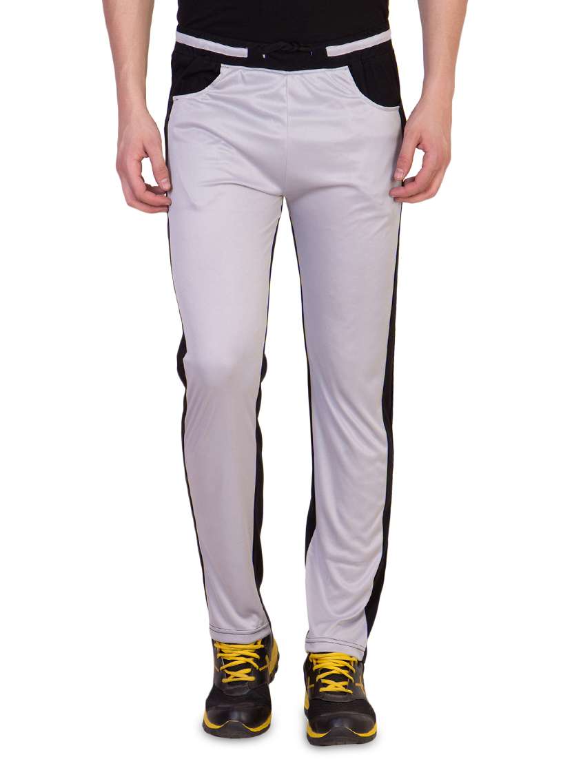 grey color block full length track pant