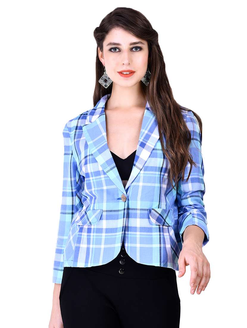 pocket detail checkered blazer - 16664780 - Zoom Image - 0