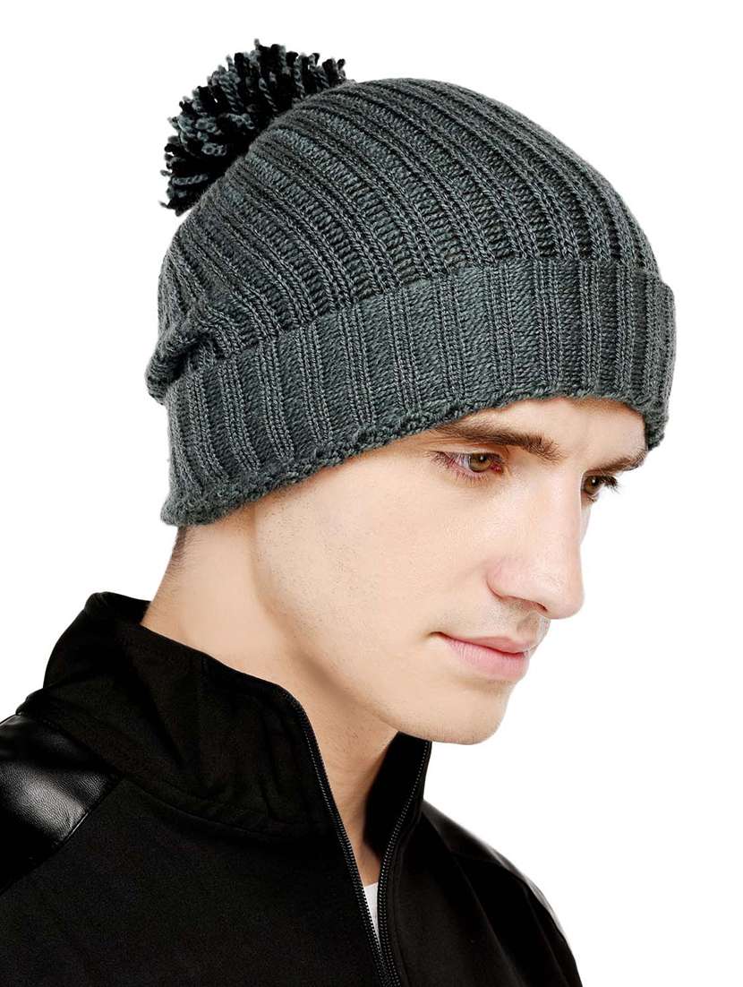grey wool winter cap
