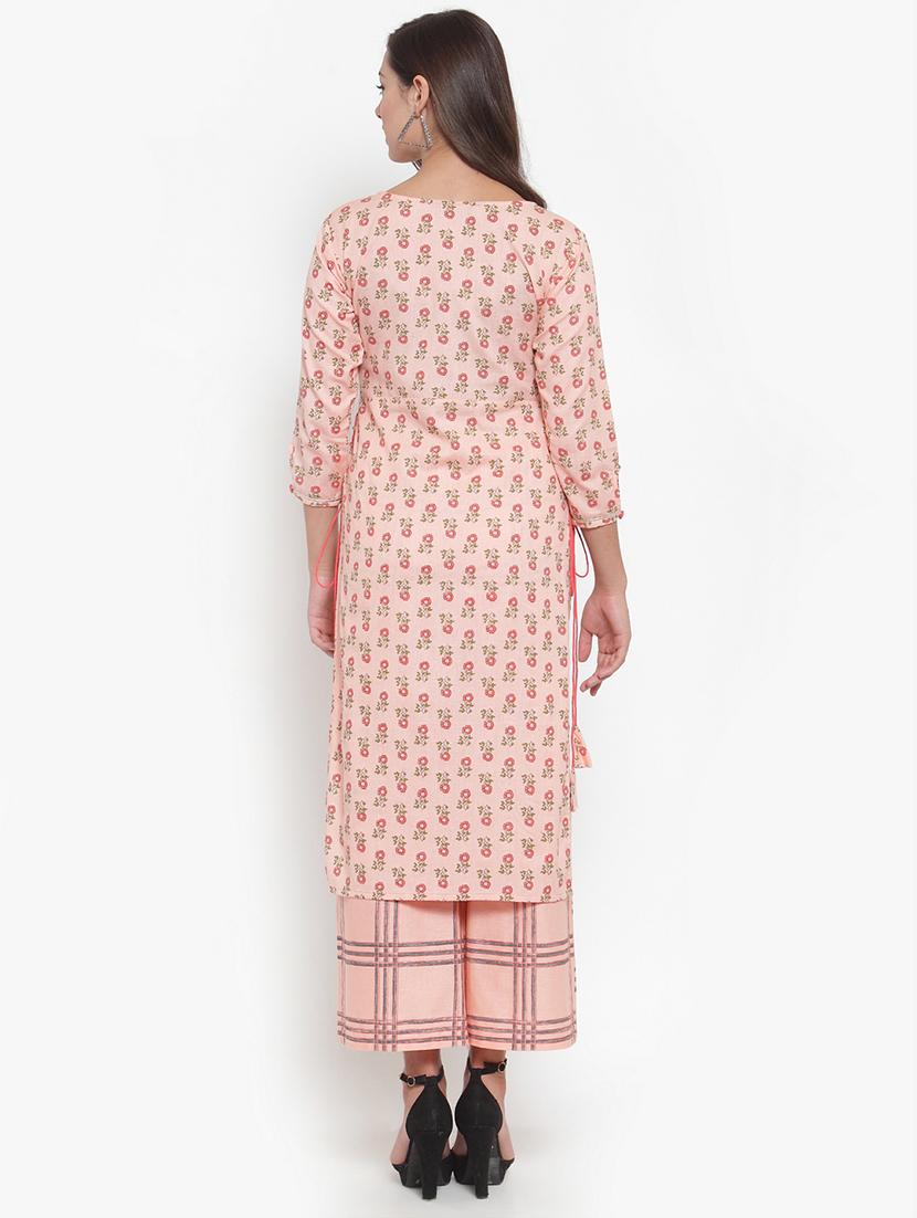 floral print straight kurta palazzo set - 16666425 - Standard Image - 2