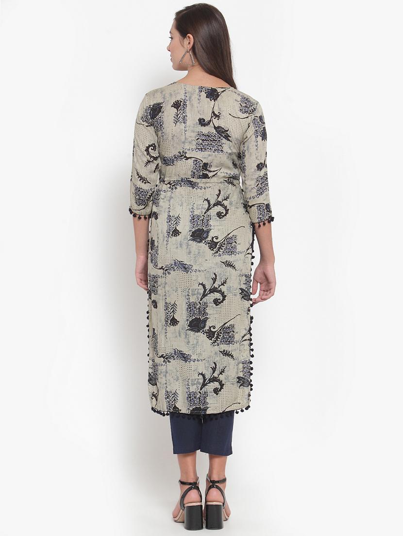 floral print straight kurta pant set - 16666434 - Standard Image - 2