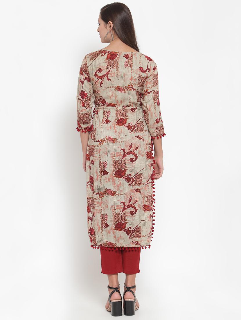 floral print straight kurta pant set - 16666435 - Standard Image - 2