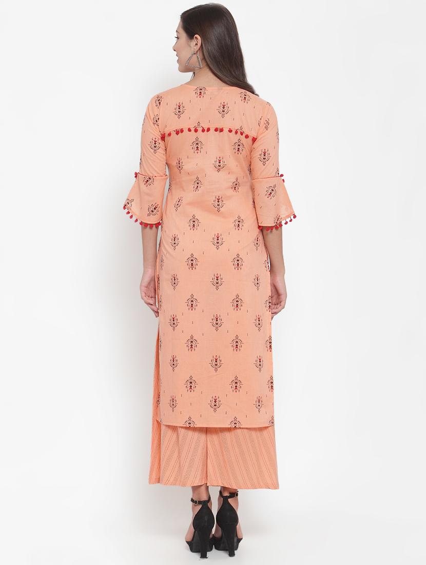 printed straight kurta palazzo set - 16666444 - Standard Image - 2