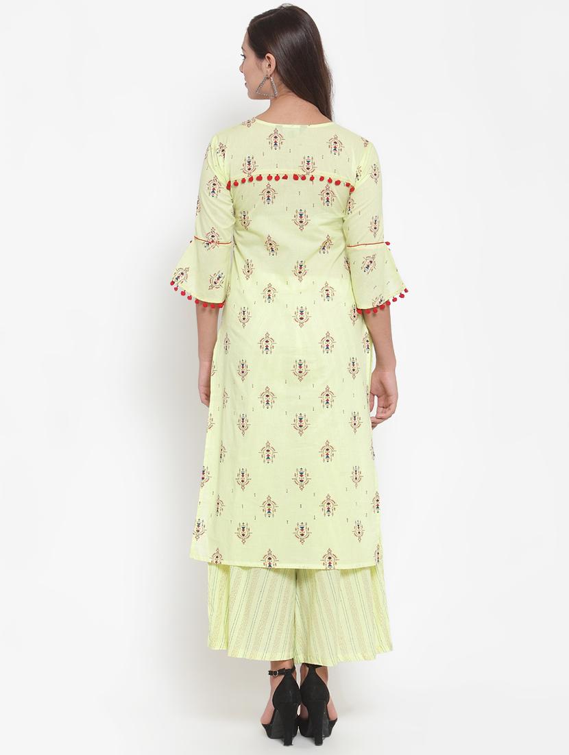 printed straight kurta palazzo set - 16666445 - Standard Image - 2