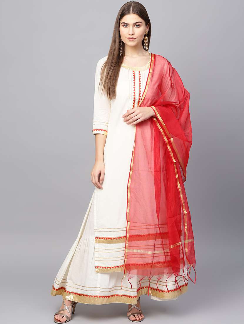 gota patti kurta skirt with dupatta set