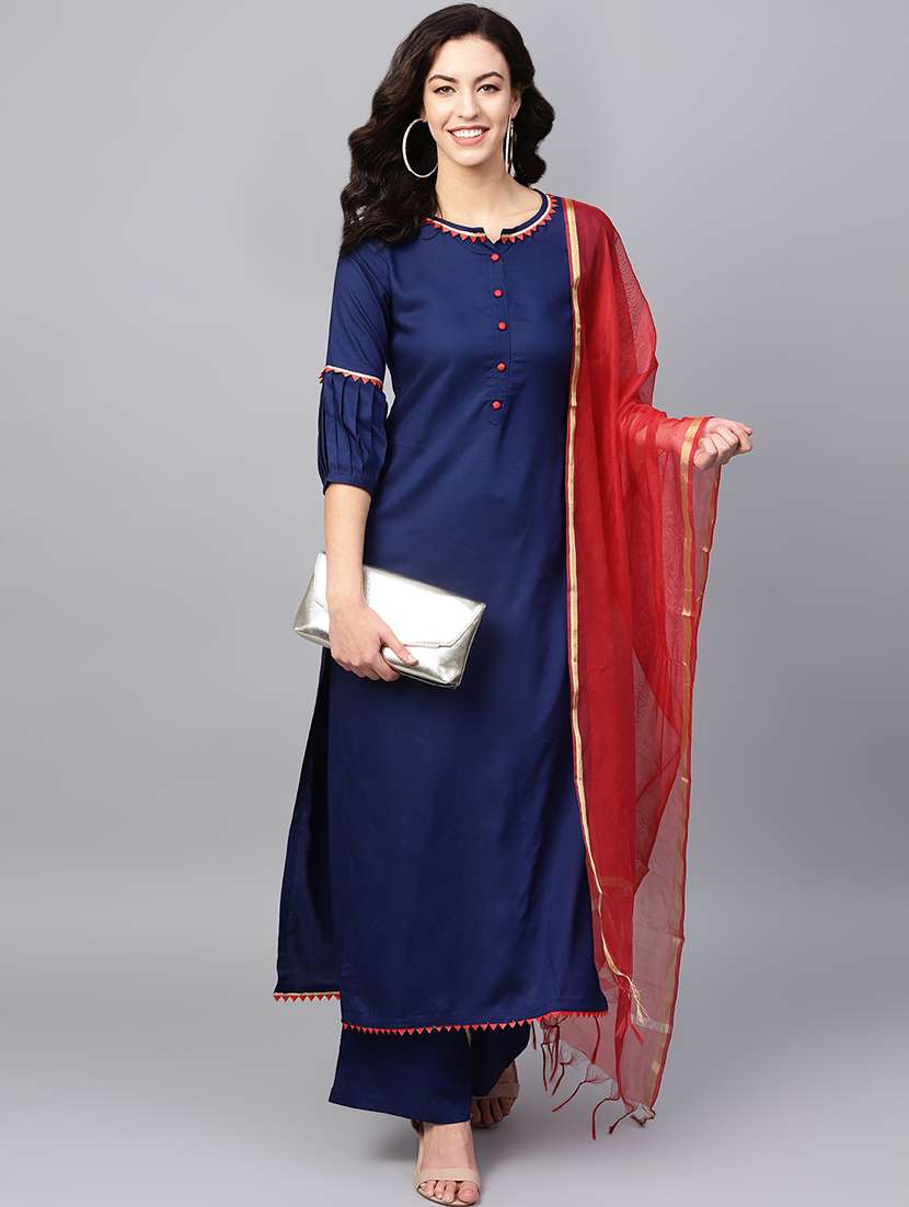 gota patti kurta palazzo with dupatta set