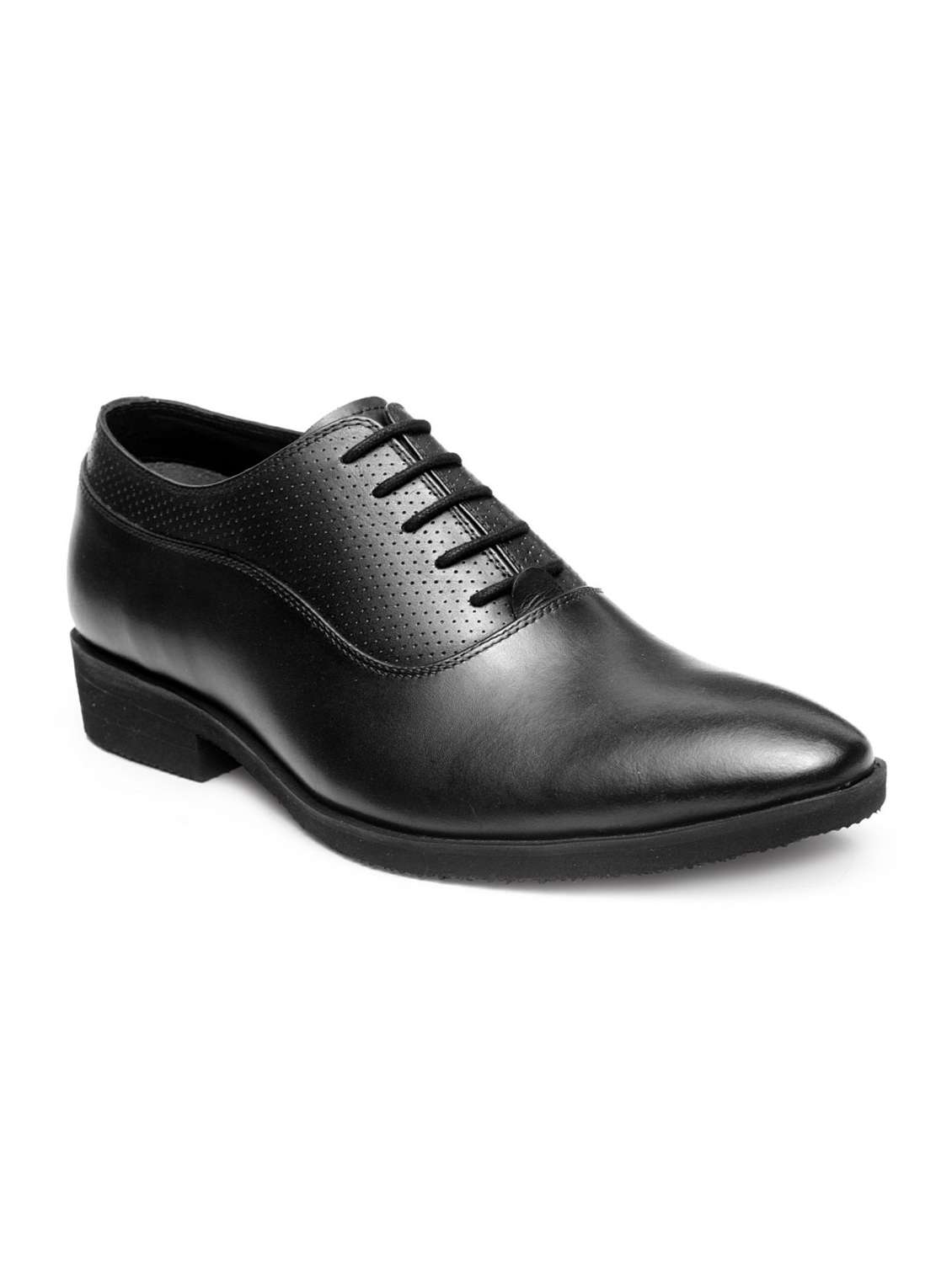 black leatherette lace-up oxfords