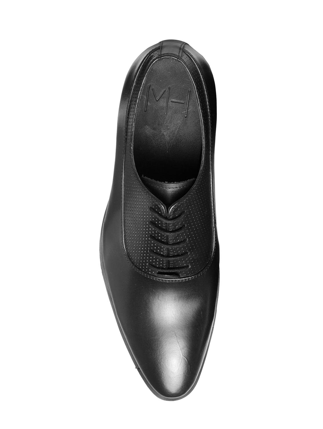 black leatherette lace-up oxfords - 16669033 - Standard Image - 2
