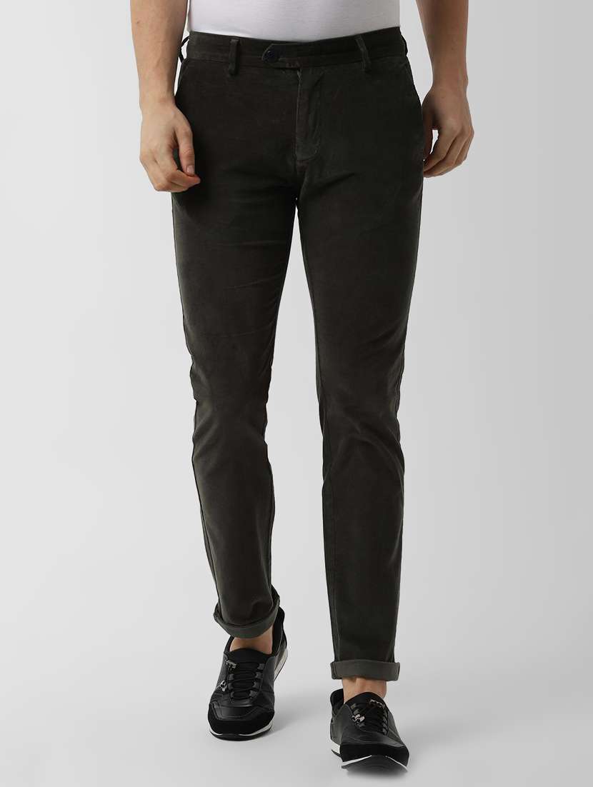 green solid corduroy trousers 
