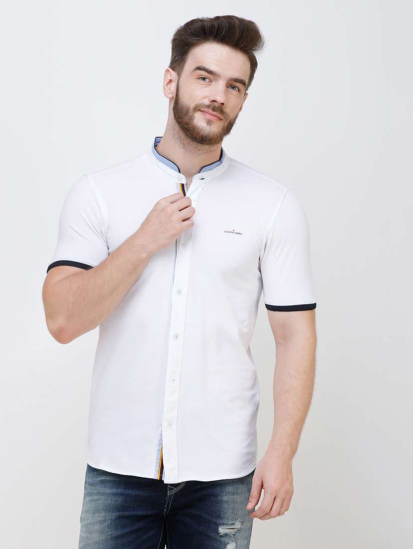 white solid casual shirt