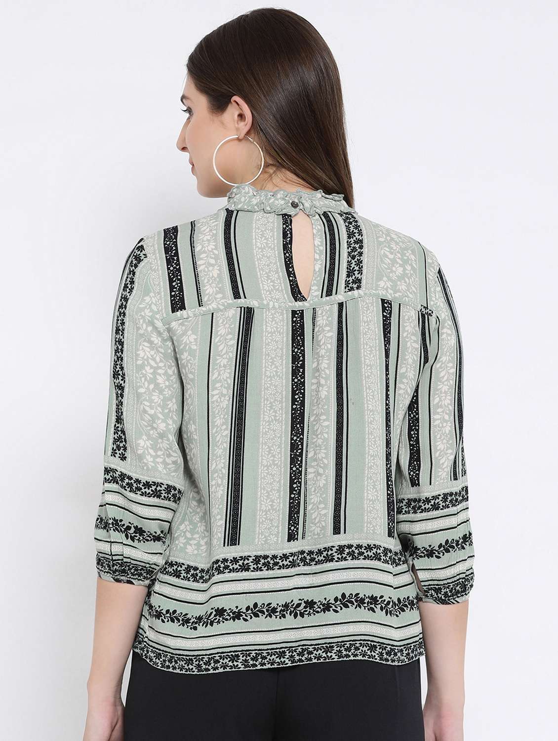 mock neck frill detail floral top - 16673801 -  Standard Image - 2