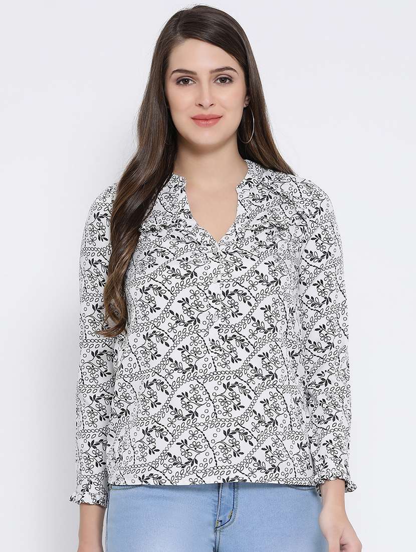 women's straight mandarin neck top