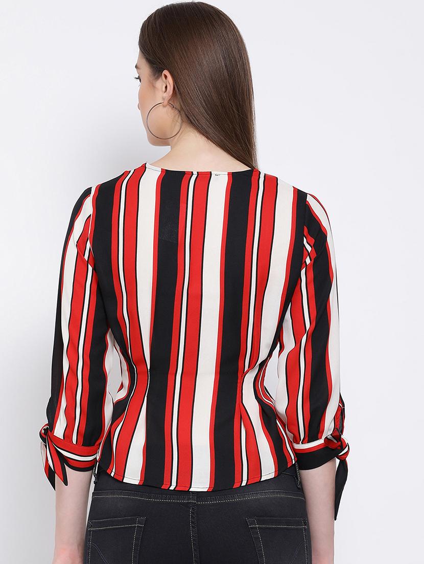 button detail side tie up striped top - 16673825 - Standard Image - 2