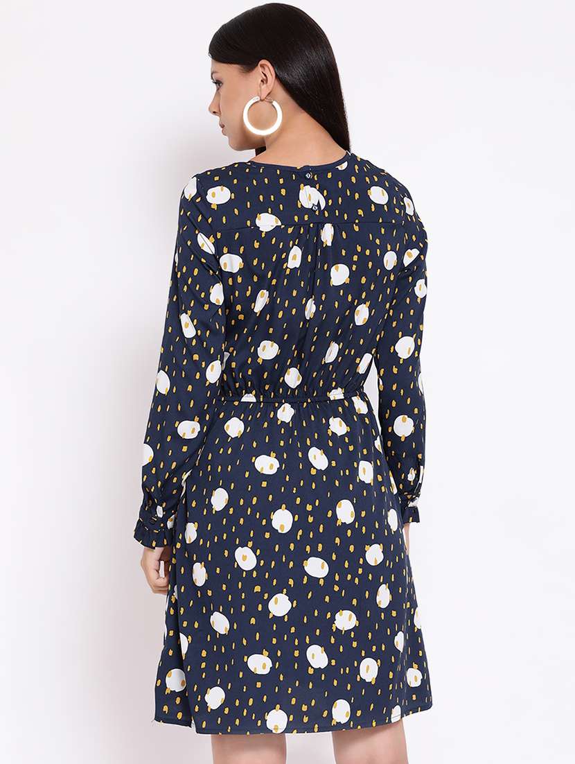 round neck frill trim floral a-line dress - 16673860 -  Standard Image - 2