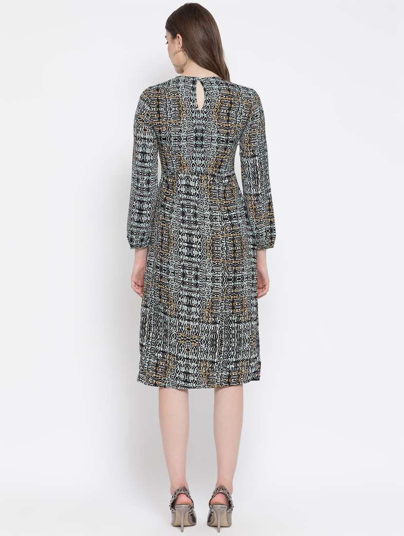 women's fit & flare abstract dress - 16673901 - Standard Image - 2