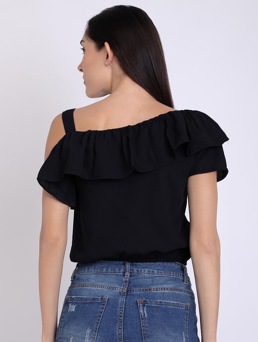 single sleeved ruffle detail top - 16675212 - Standard Image - 2