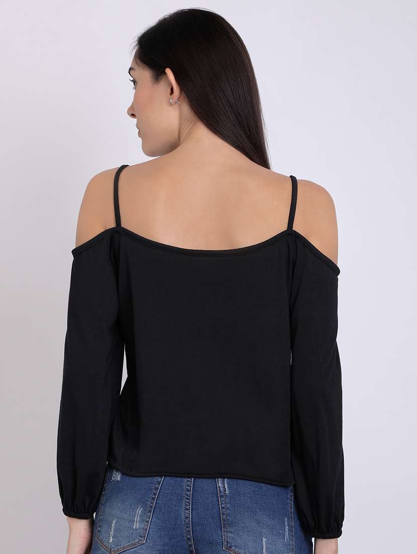 cold shoulder knotted hem top - 16675221 -  Standard Image - 2