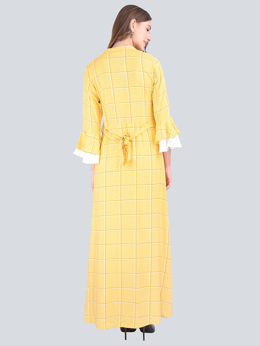 checkered flared ethnic dress - 16677494 - Standard Image - 2