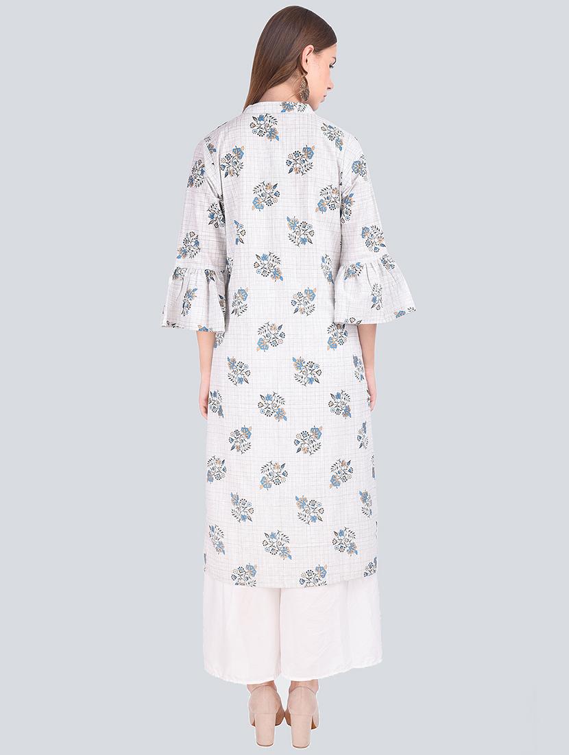 floral straight bell sleeves kurta - 16677537 - Standard Image - 2