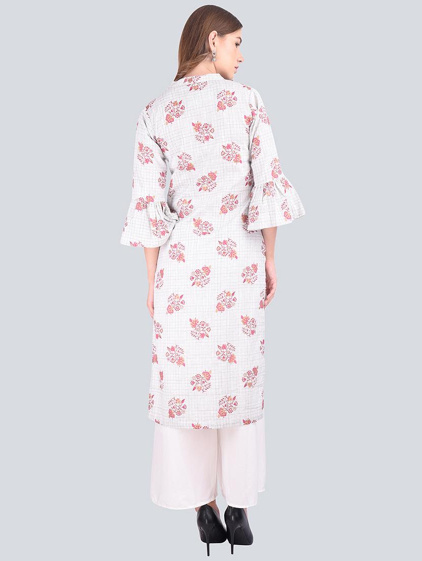 floral straight bell sleeves kurta - 16677538 - Standard Image - 2