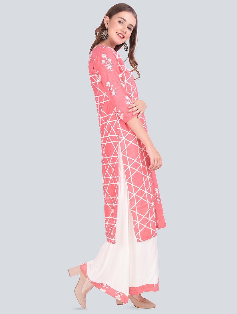 floral printed kurta palazzo suit set - 16677545 - Standard Image - 2