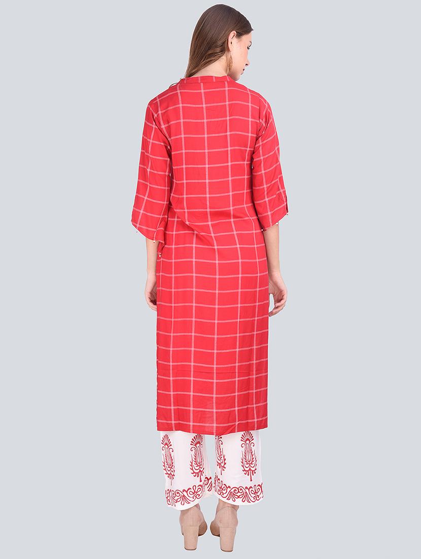 checkered kurta palazzo set - 16677546 - Standard Image - 2