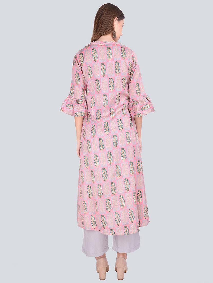 embroidered top palazzo with floral printed jacket set - 16677553 - Standard Image - 2