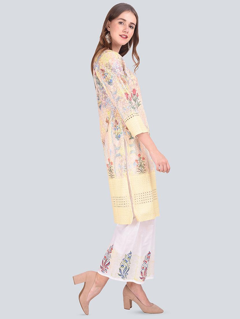 floral printed kurta palazzo suit set - 16677570 - Standard Image - 2