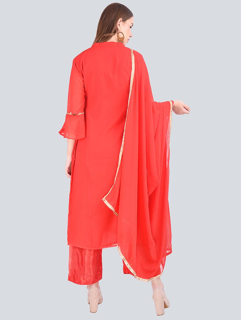 solid kurta palazzo suit set - 16677571 - Standard Image - 2
