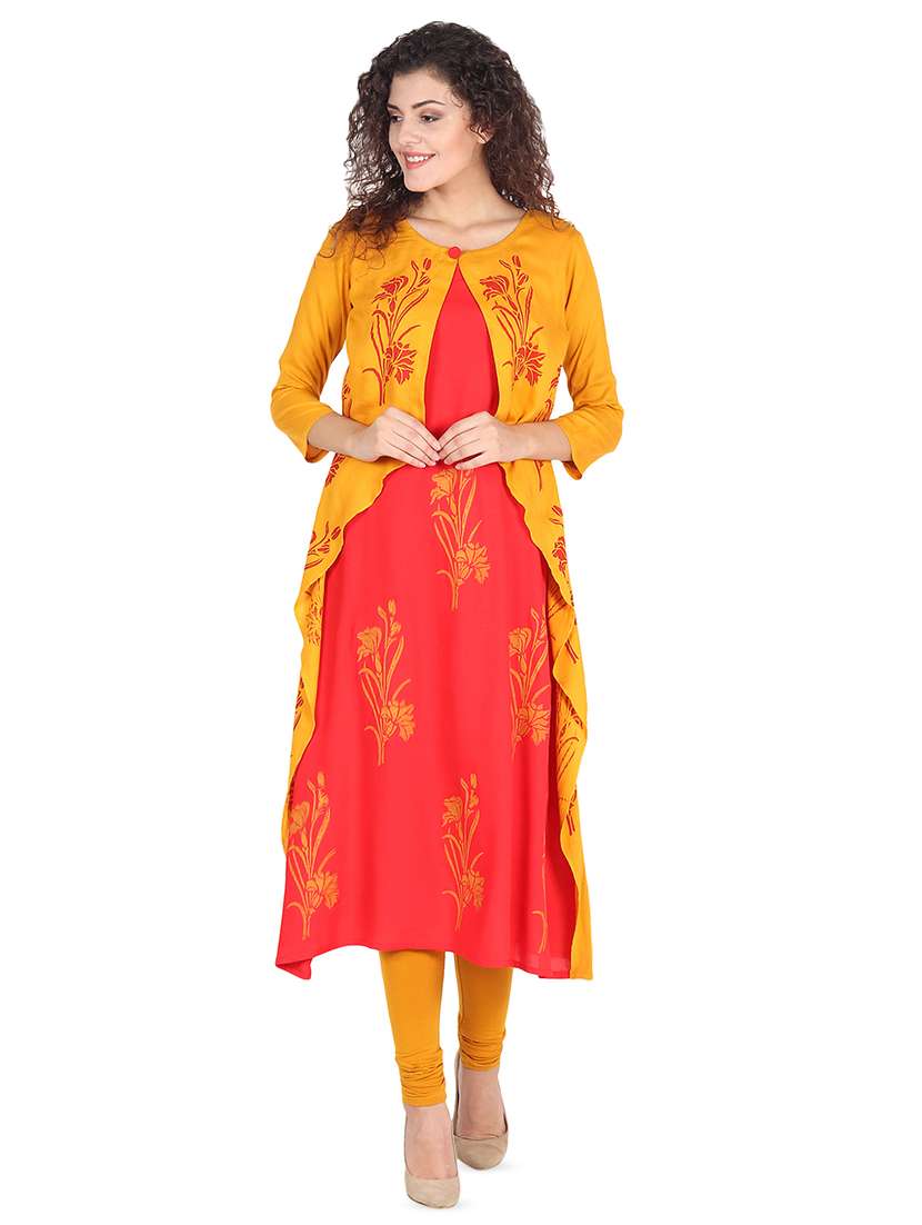printed layered kurta