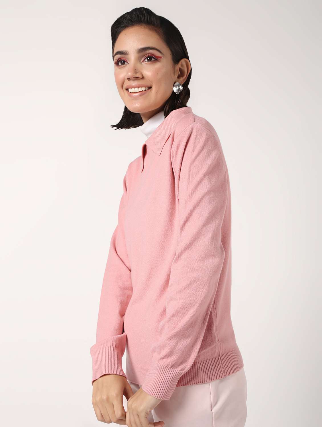 embellished neck cape detail wool blend pullover