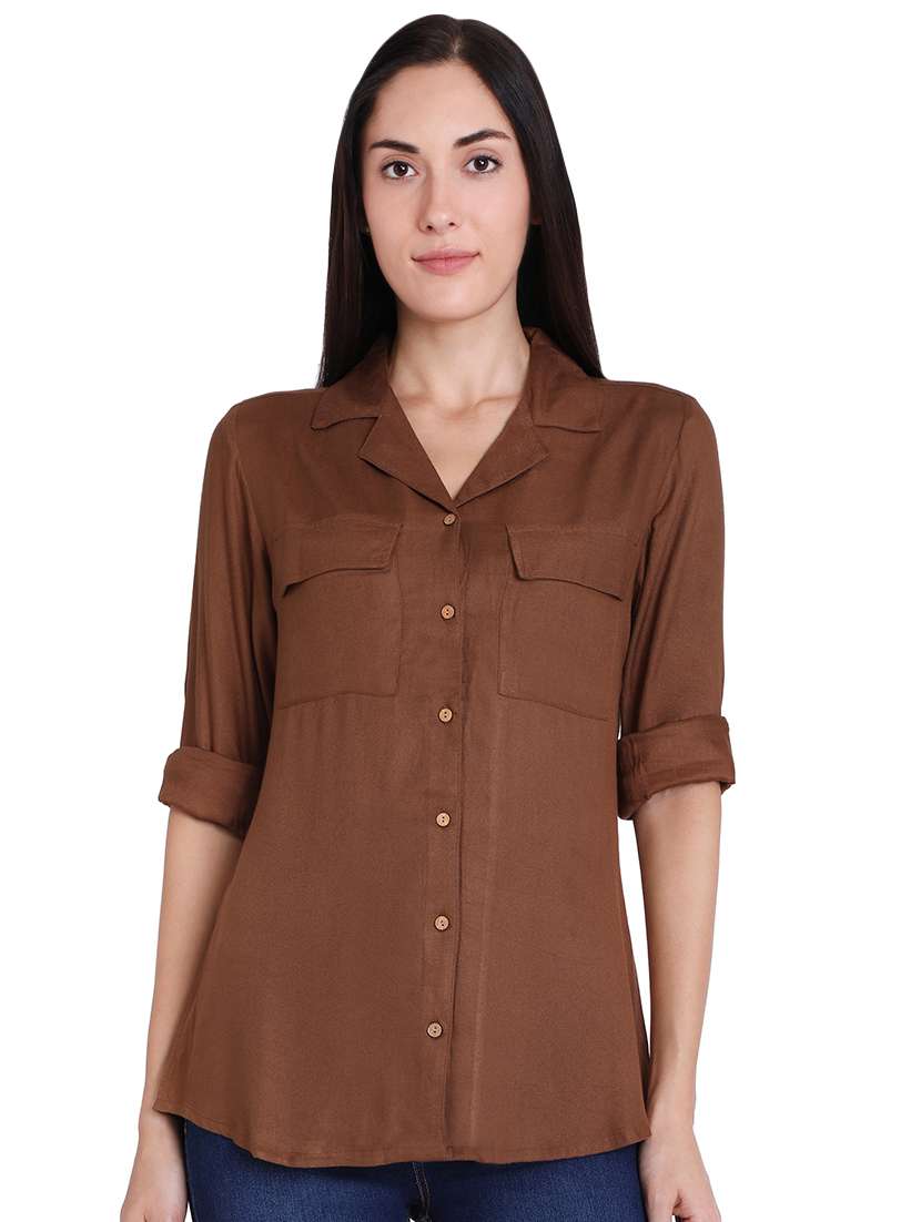 roll up sleeved pocket detail shirt