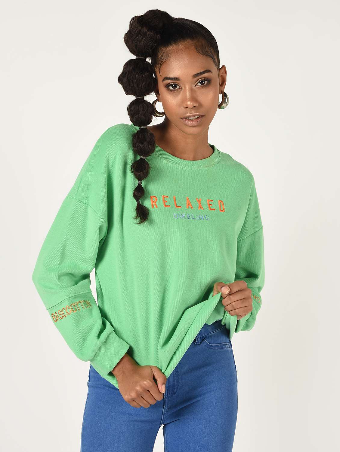 crop shoulder long sleeved wool blend pullover