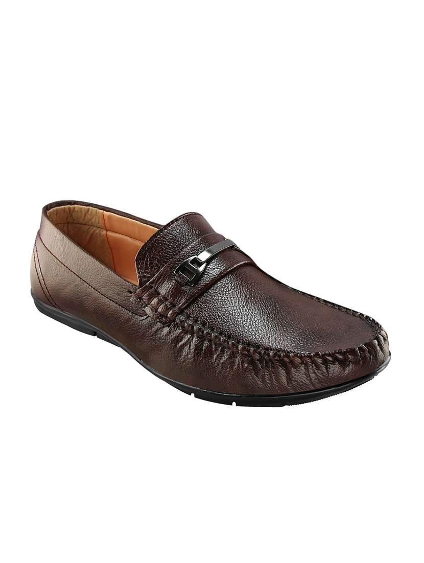 brown leatherette slip on loafers