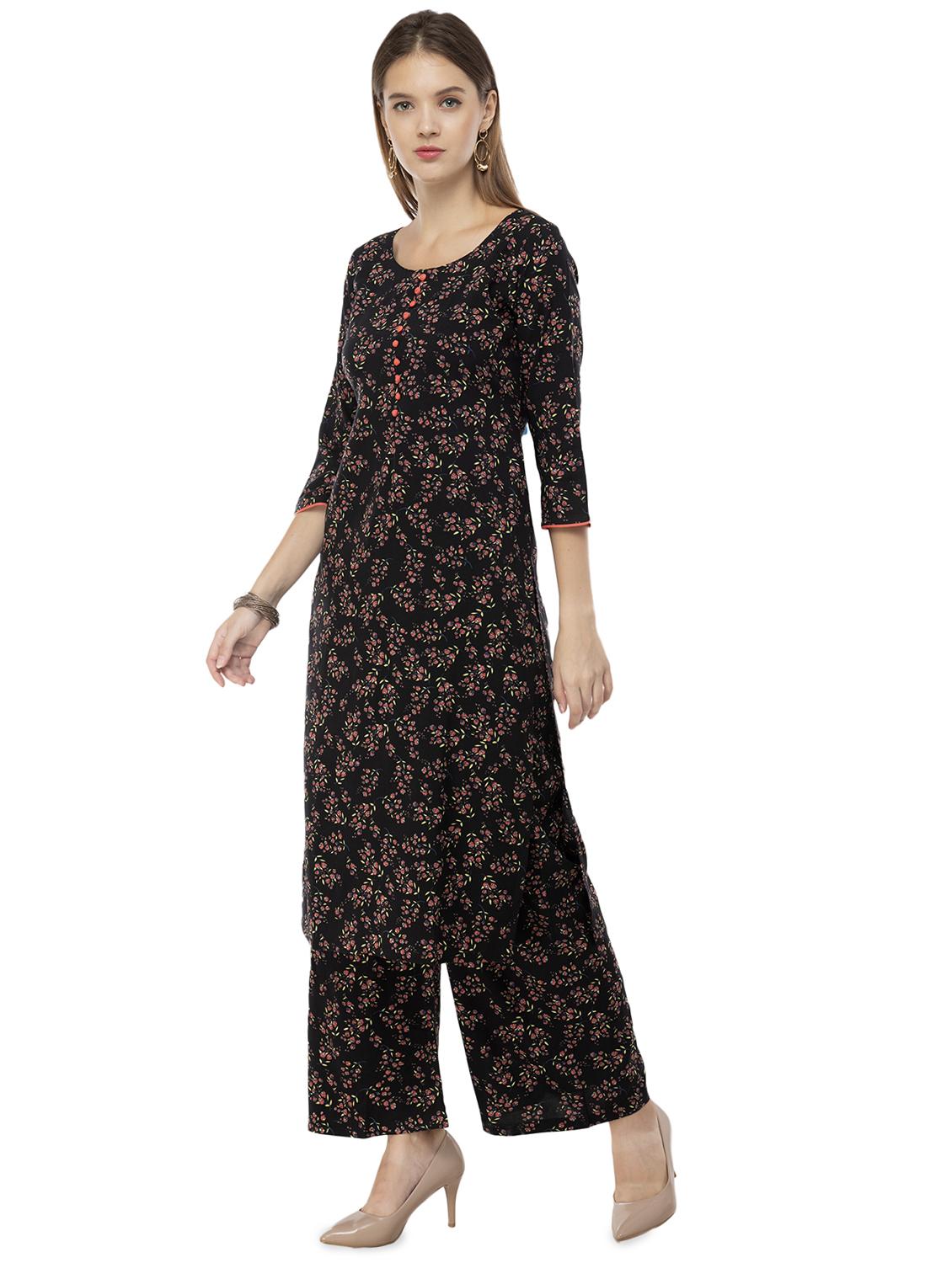 floral printed with palazzo kurta - 16682435 - Standard Image - 2