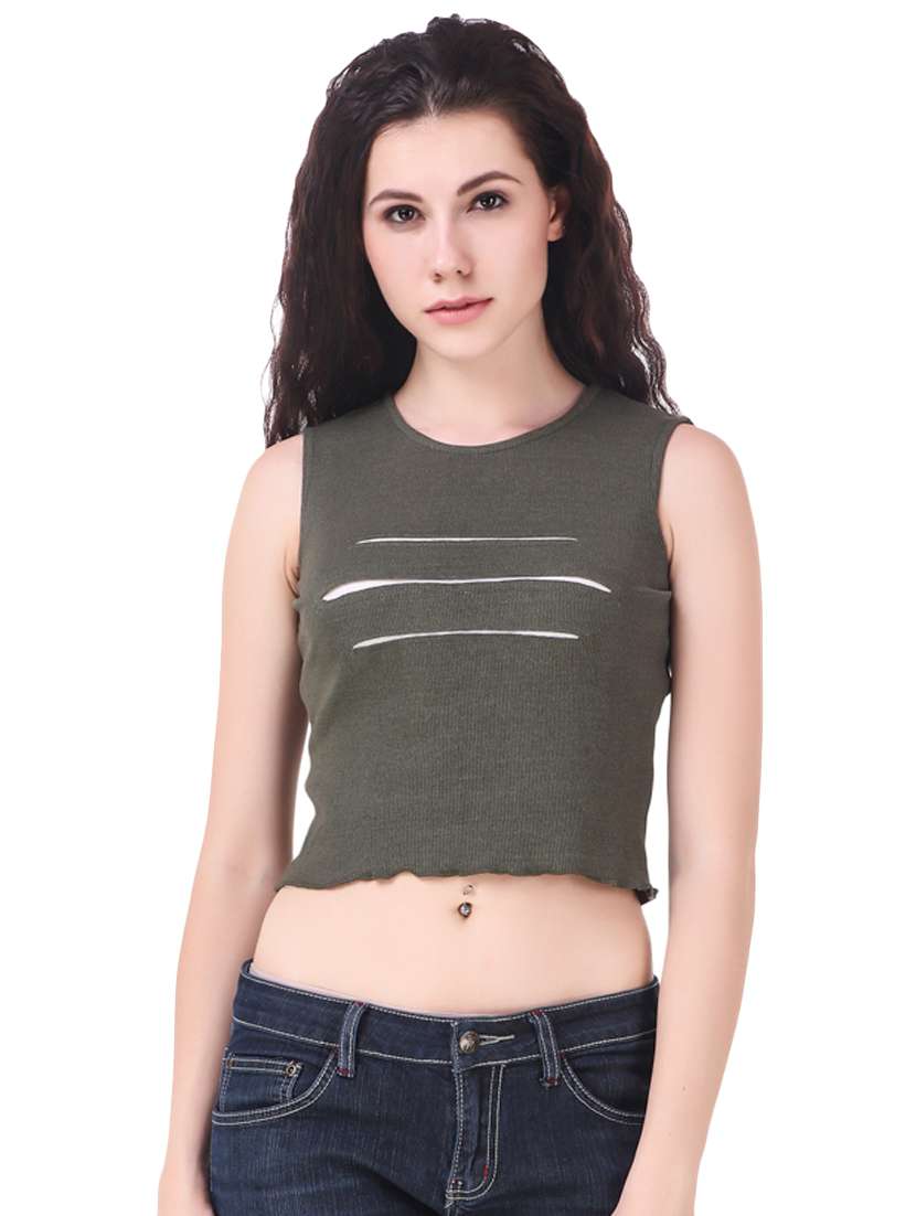 women's crop round neck top