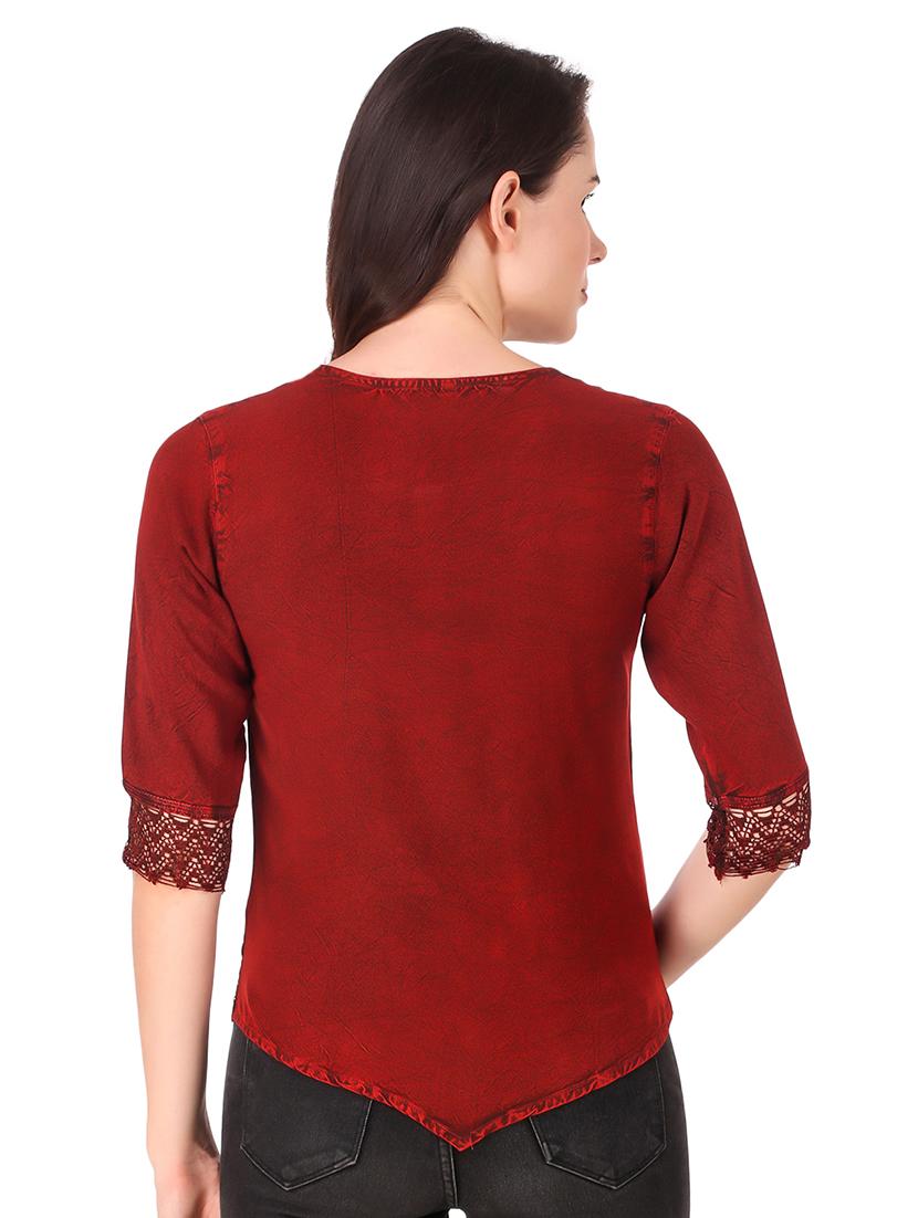 round neck embroidered laced detai top - 16684368 - Standard Image - 2