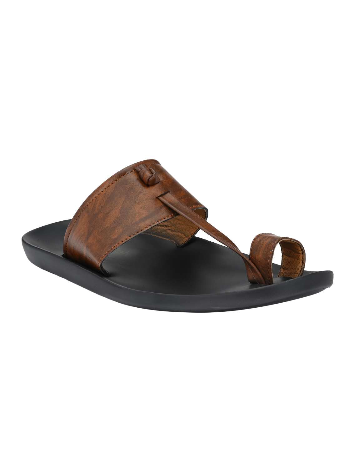 brown leatherette kolhapuri slippers - 16685381 - Zoom Image - 0