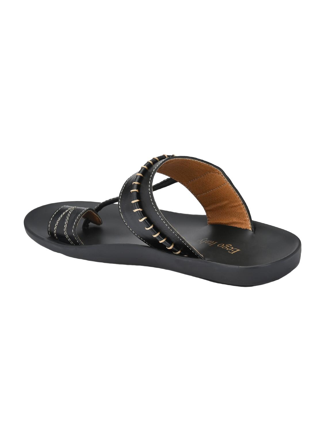 black leatherette kolhapuri sandal - 16685386 - Standard Image - 2