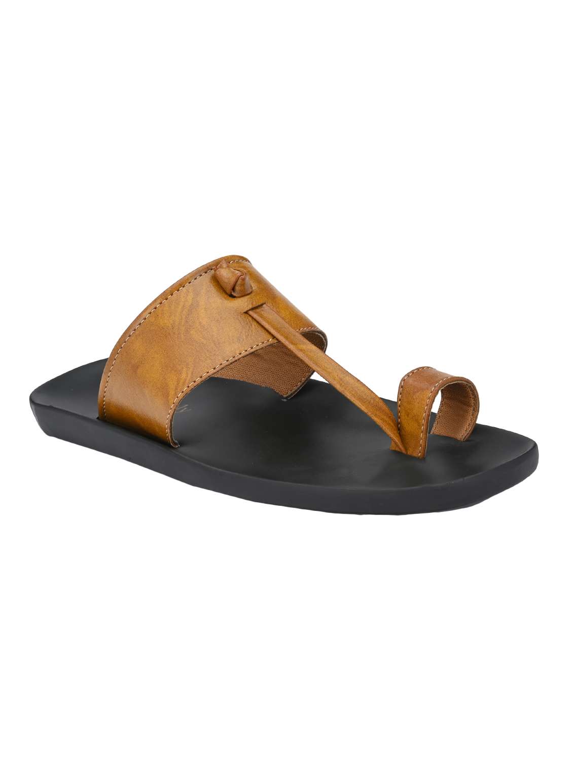 tan leatherette kolhapuri slippers - 16685406 - Zoom Image - 0