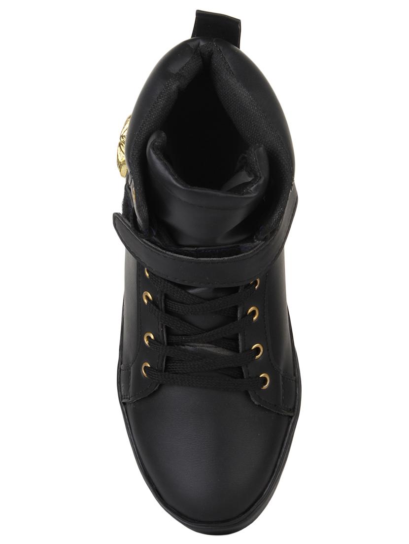 black leatherette lace up sneakers - 16685882 - Standard Image - 2