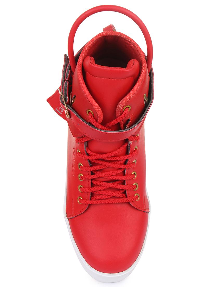 red leatherette lace up sneakers - 16685889 - Standard Image - 2