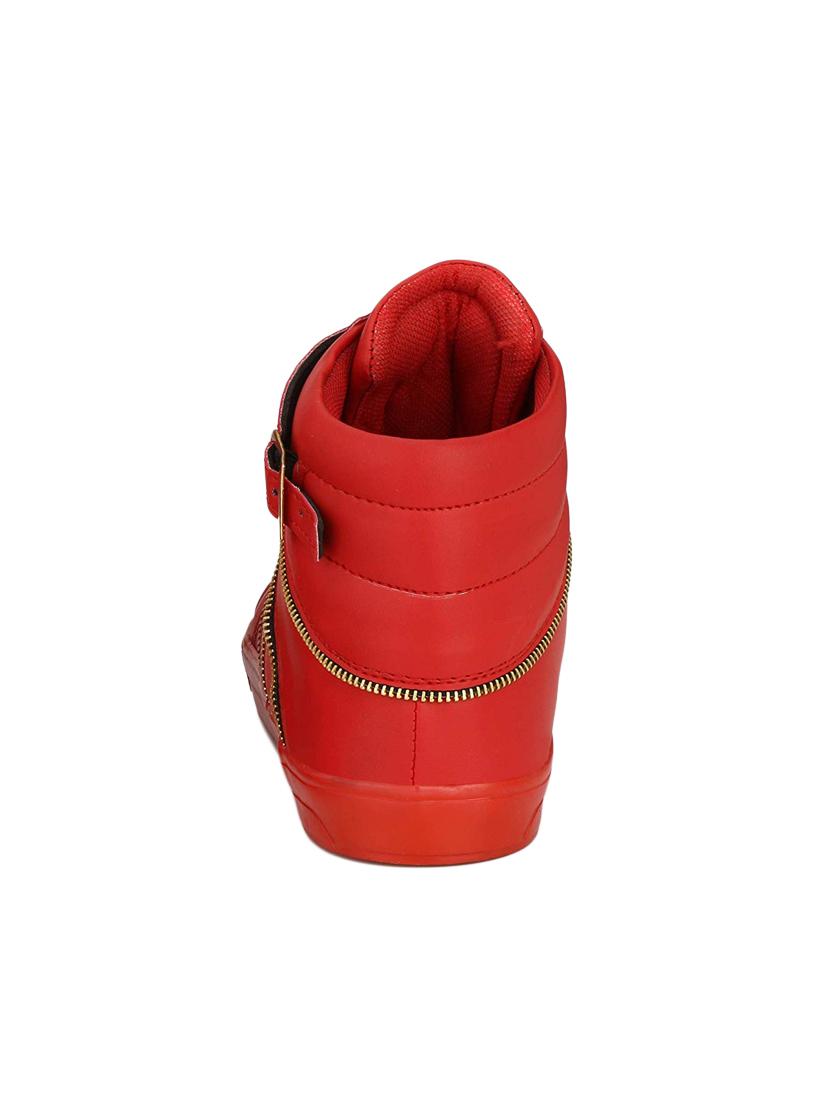 red leatherette lace up sneakers - 16685899 - Standard Image - 2